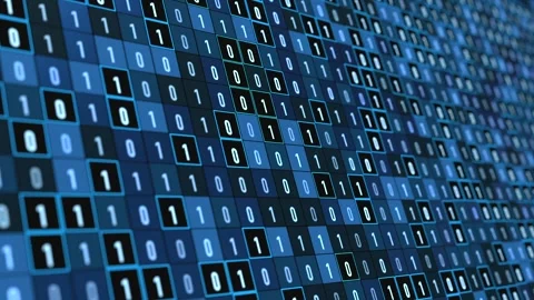 Abstract blue cubes with binary code, bit, byte, encryption, big data. Stock Footage 324862060