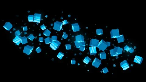 Abstract Blue Cubes Dark Background Stock Illustration