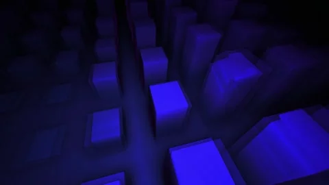 Abstract Blue Cubes in Dark Environment. Stock Footage 334411600