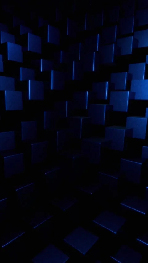 Abstract Blue Cubes Digital Art: A Mesmerizing Pattern of  Dark Blue and Br.. Video stock 305086869
