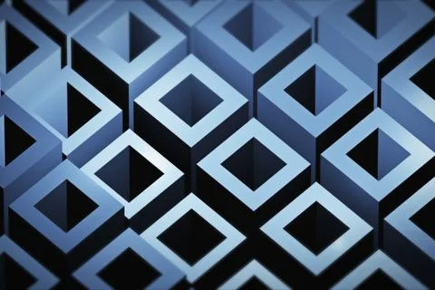 Abstract blue cubes perspective background 3d illustration Stock Illustration