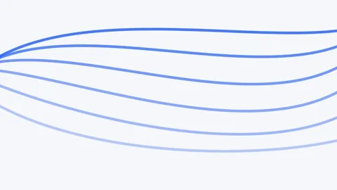 Abstract blue curved lines flowing smoothly across a clean white background Stock Footage 335145866