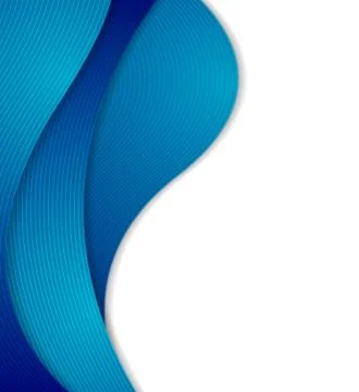 Abstract blue curved waves, vector lines Illustrazione stock