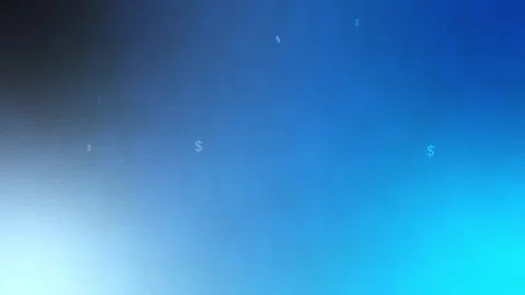Abstract blue cyan gradient with floating dollar symbols, Seamless Loop Stock Footage 341857303