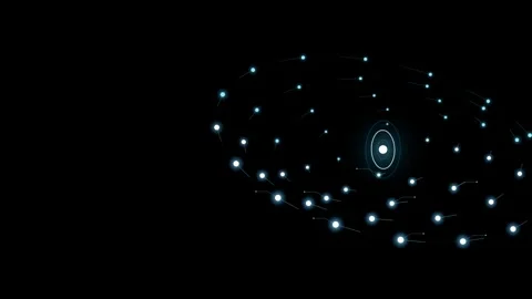 Abstract Blue Cyan Orbital Data Network Structure Rotating Background Stock Footage 347084875