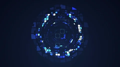 Abstract blue cyber circle digital technology seamless looping motion graphic Stock Footage 105024050