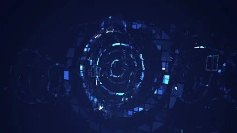 Abstract blue cyber circle digital technology seamless looping motion graphic Video stock 105024604