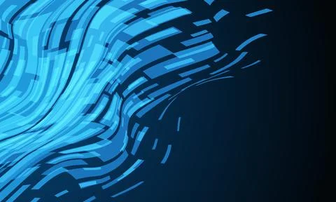 Abstract blue cyber data geometric wave technology on black design modern fut Stock Illustration