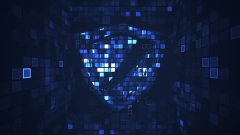 Abstract blue cyber digital technology seamless looping motion graphic Video stock 104484541