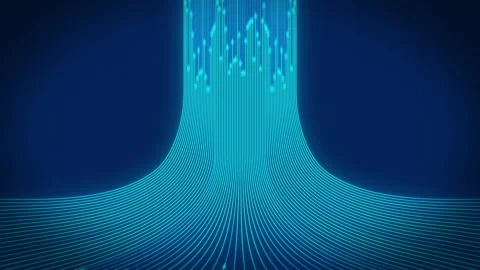 Abstract blue data flow arrow heads lines rising upward on a blue background Stock Footage 316400345