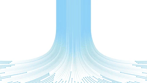Abstract blue data flow arrow heads lines rising upward on a white background Stock Footage 316400356