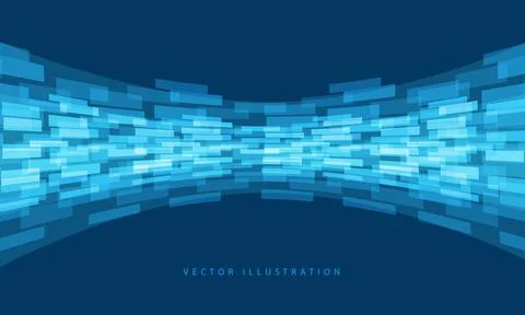 Abstract blue data flow curve design modern technology futuristic background Stock Illustration