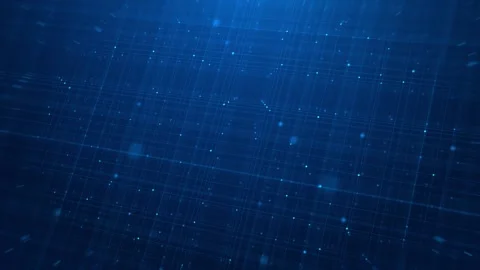Abstract blue data grid visual layered lines, bright node points, and deep techn Stock Footage 340526916