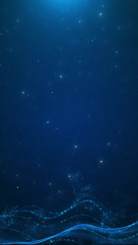 Abstract blue data landscape luminous waves, floating particles, soft cosmic dep Stock Footage 340416267