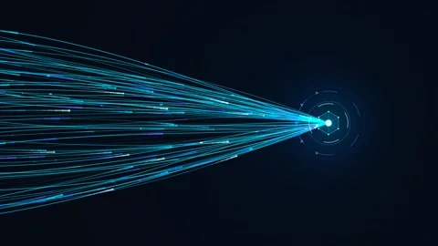 Abstract Blue Data Lines - Holographic Lens Futuristic Technology Background Stock Footage 341852265