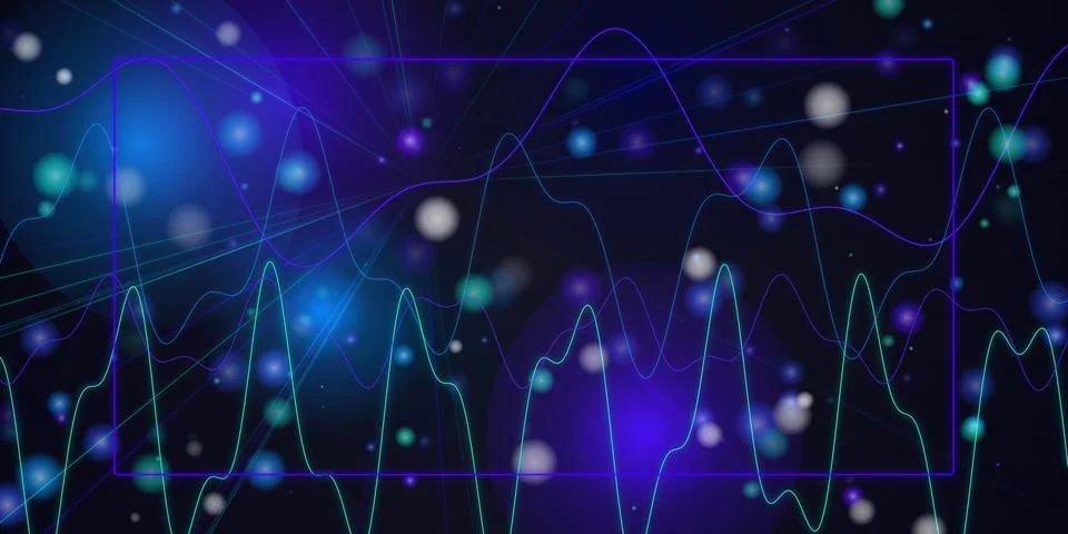Abstract blue data network background with glowing circles Stock Illustration