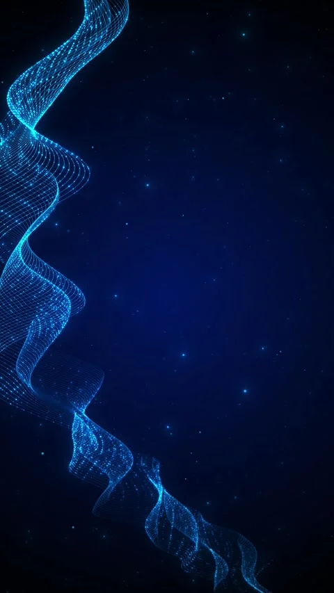 Abstract blue data wave visual luminous mesh curves, dotted particles, deep tech Stock Footage 340410617