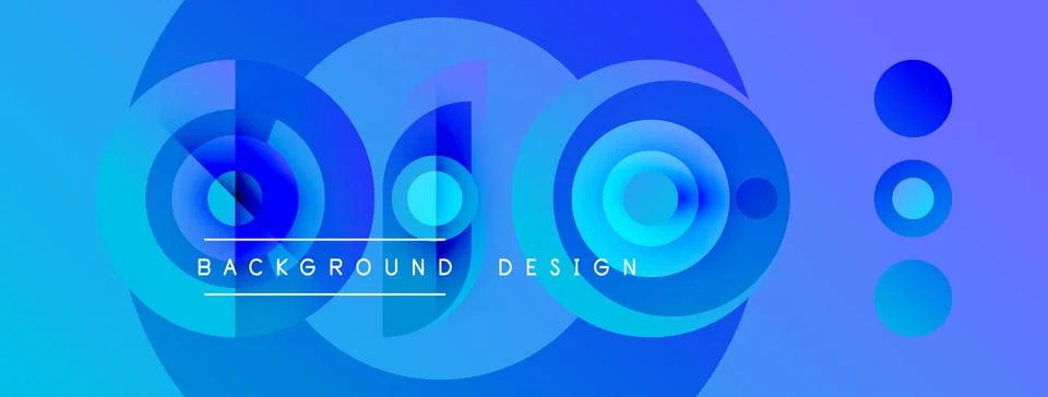 Abstract blue design features concentric circles, gradients, text background Stock Illustration
