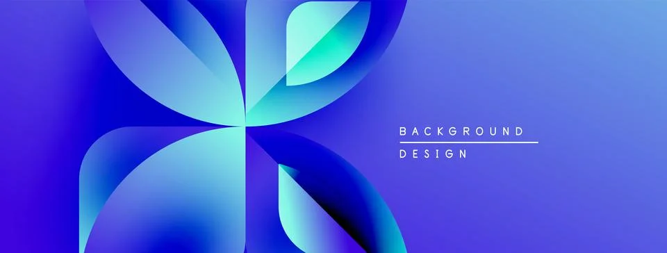 Abstract blue design features flowing shapes. Gradient colors create dynamic Stock Illustration
