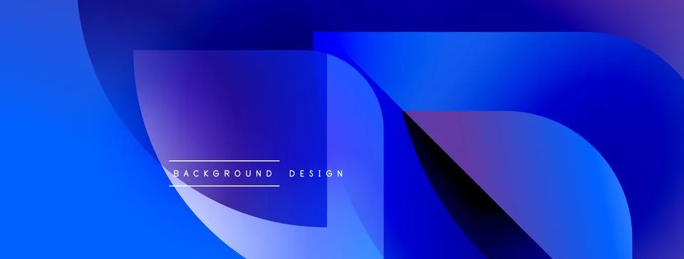 Abstract blue design features flowing shapes, gradients. Modern background with Stock Illustration