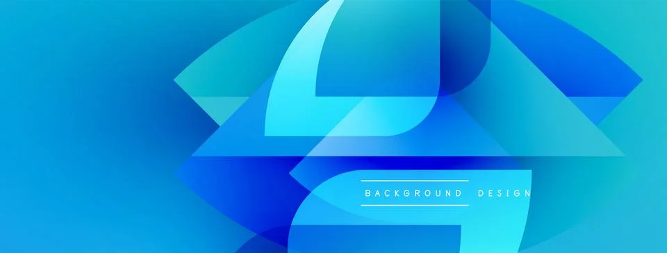 Abstract blue design features layered geometric shapes, creating dynamic visual Stock Illustration