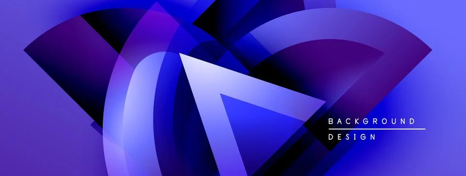 Abstract blue design features layered shapes, gradients. Modern, dynamic Illustrazione stock