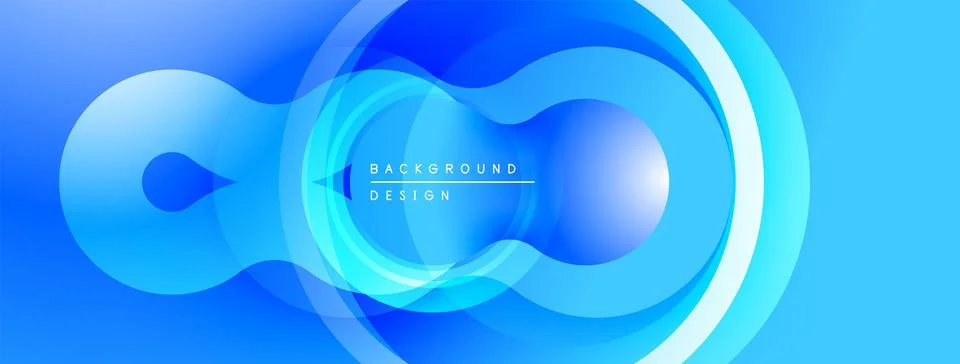 Abstract blue design features layered circles, flowing shapes. Modern, dynamic 库存插图
