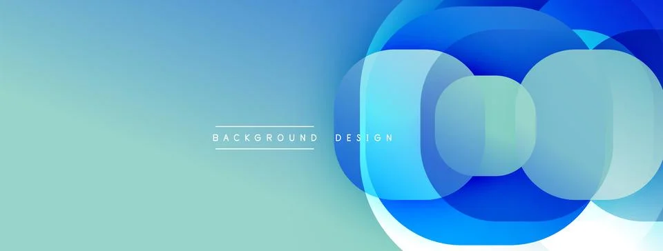 Abstract blue design features overlapping circles. Gradient background creates Stock Illustration