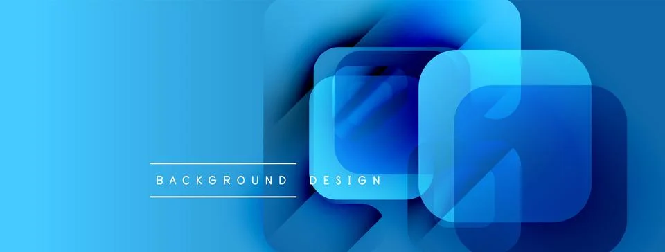 Abstract blue design features overlapping squares, gradients, smooth transitions Stockillustratie