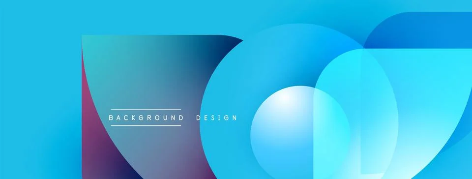 Abstract blue design features overlapping circles, rectangles. Gradient colors 스톡 일러스트