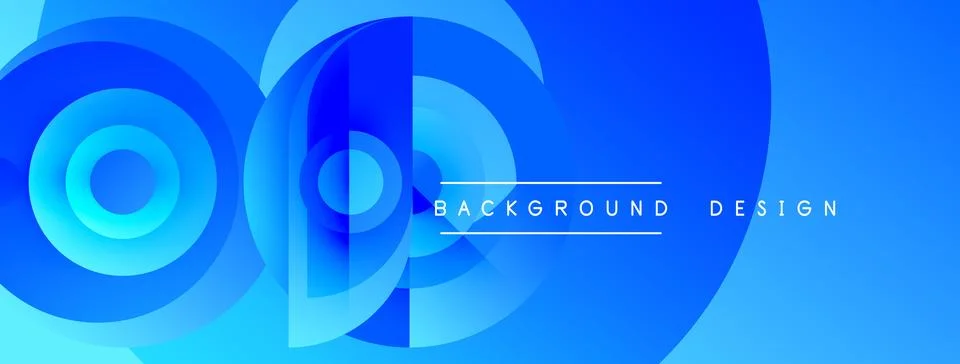 Abstract blue design features overlapping circles, gradients. Modern aestheti Stock Illustration