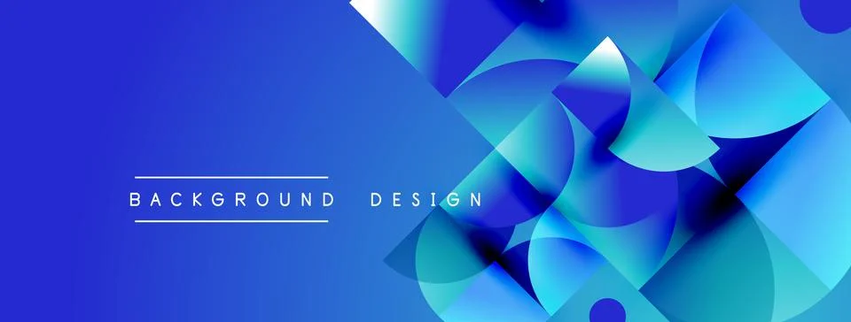 Abstract blue design features overlapping shapes, gradients. Modern aesthetic イラスト素材