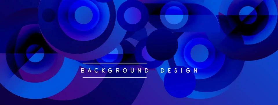 Abstract blue design features overlapping circles, creating dynamic wave ef.. Stock Illustration
