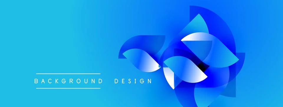 Abstract blue design. Gradient background with swirling shapes. Text reads Illustrazione stock