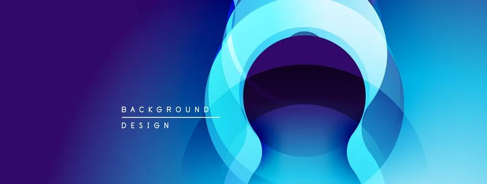 Abstract blue design. Overlapping circles create dynamic visual effect. Gradient Stock Illustration