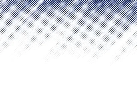 Abstract blue diagonal halftone texture on white background with copy space. Stock Illustration