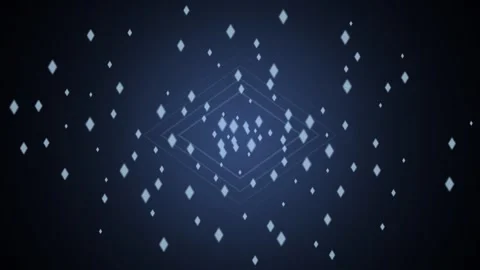 Abstract blue diamond shapes floating in dark tech background Stock Footage 335941927