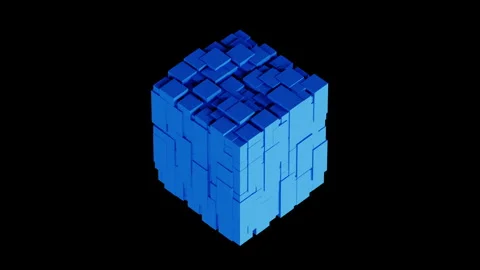 Abstract Blue Digital 3D Cubes Seamless Loop - Blockchain Big Data Background Stock Footage 340413866