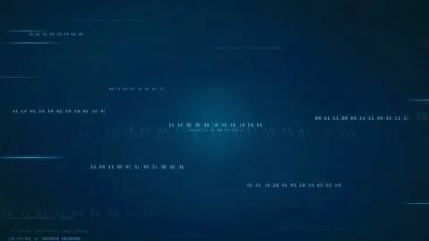 Abstract blue digital background with floating binary code and glowing data Stock Footage 336779561