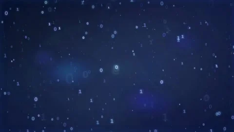 Abstract blue digital background with floating binary code numbers and glowing Stock Footage 339320251
