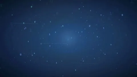 Abstract Blue Digital Background with Floating Binary Code and Glowing Light Stock Footage 339322940