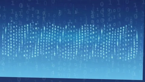 Abstract blue digital background with flowing binary code numbers representing Stock Footage 339319103