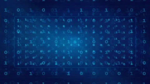 Abstract blue digital background with flowing binary code numbers for Stock Footage 339322778