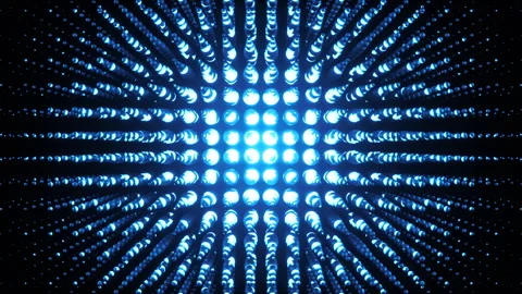 Abstract blue digital background pulsating sphere grid 3D render Stock Footage 318935466