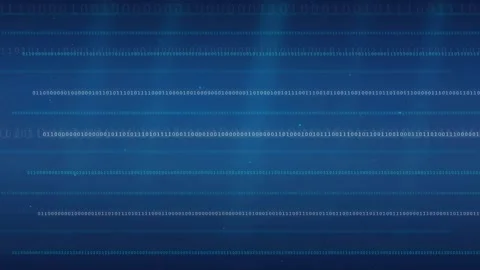 Abstract Blue Digital Background with Scrolling Binary Code and Glowing Data Stock Footage 339323991
