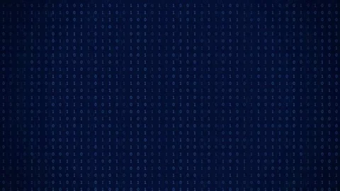 Abstract blue digital background with scrolling binary code and futuristic data Video stock 343154675