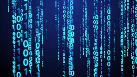 Abstract Blue Digital Binary Code Data Rain Stock Footage 320028492