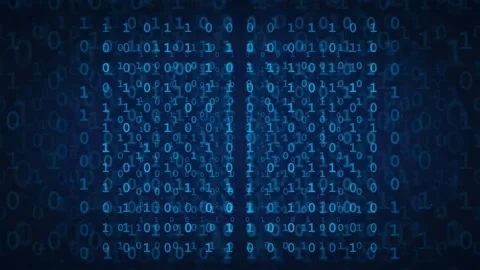 Abstract Blue Digital Binary Code Background with Floating Numbers for Stock Footage 336777215