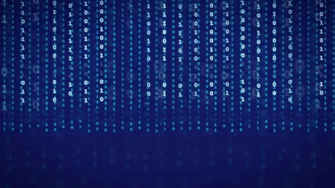 Abstract Blue Digital Binary Code Background with Scrolling Data Stream for Stock Footage 336777241