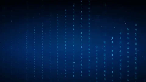 Abstract blue digital binary code background with flowing data streams and Stock Footage 336778742